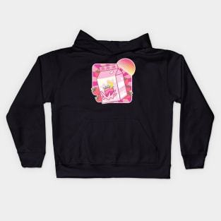 Funny Retro 90s Japanese Kawaii Strawberry Milk Shake Carton Kids Hoodie